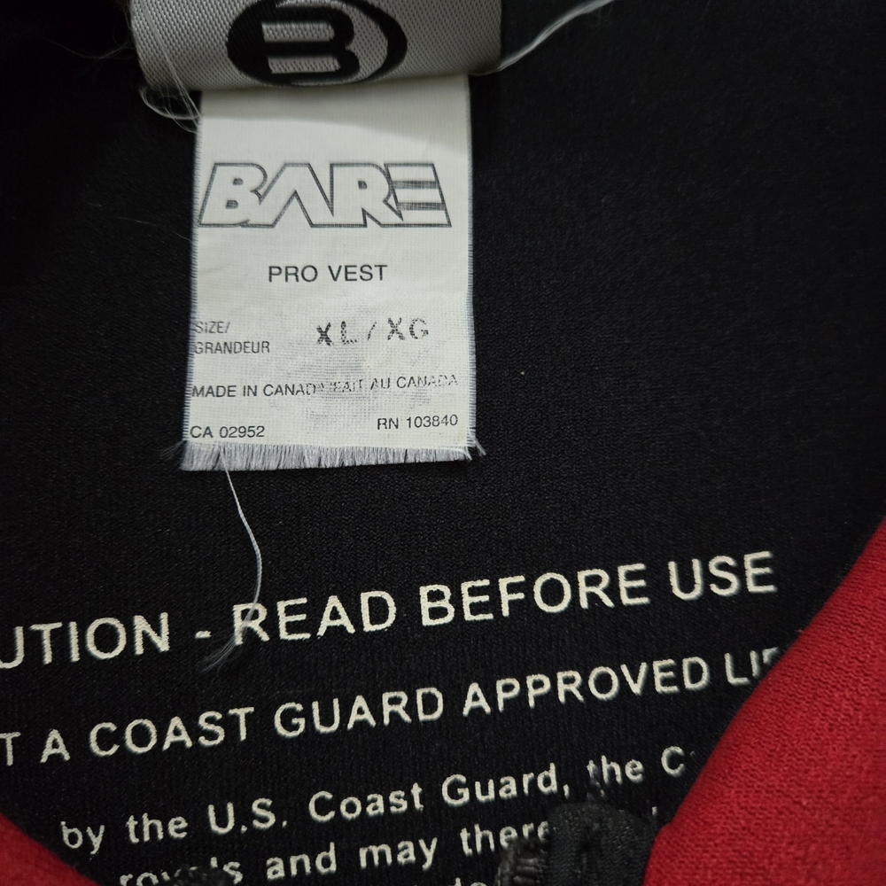 BARE Red and Black Neoprene Life Jacket with Front Zip Size US XL - Picture 8 of 8